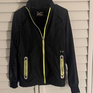 Under Armour Black Jacket with Bright Yellow Zippers